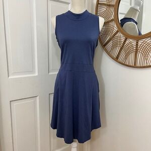 Toad&Co Summerdance Dress Sz M Blue Organic Cotton Gorpcore Travel Minimalist